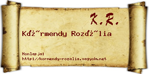 Körmendy Rozália névjegykártya